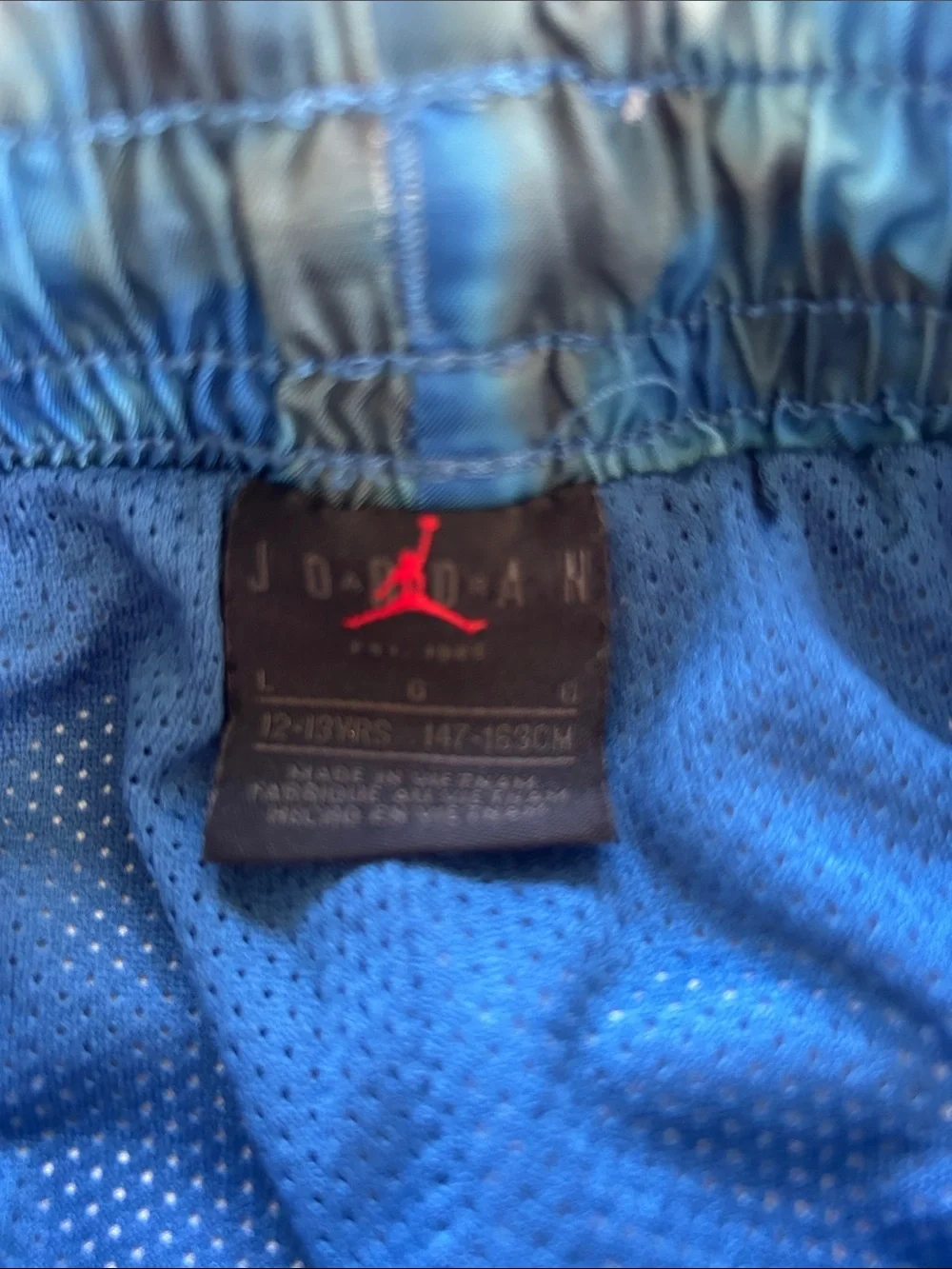 Jordan Blue and White Tie-Dye Swim Shorts